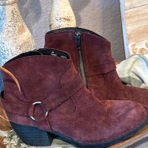Born Wine Suede Ankle Boots